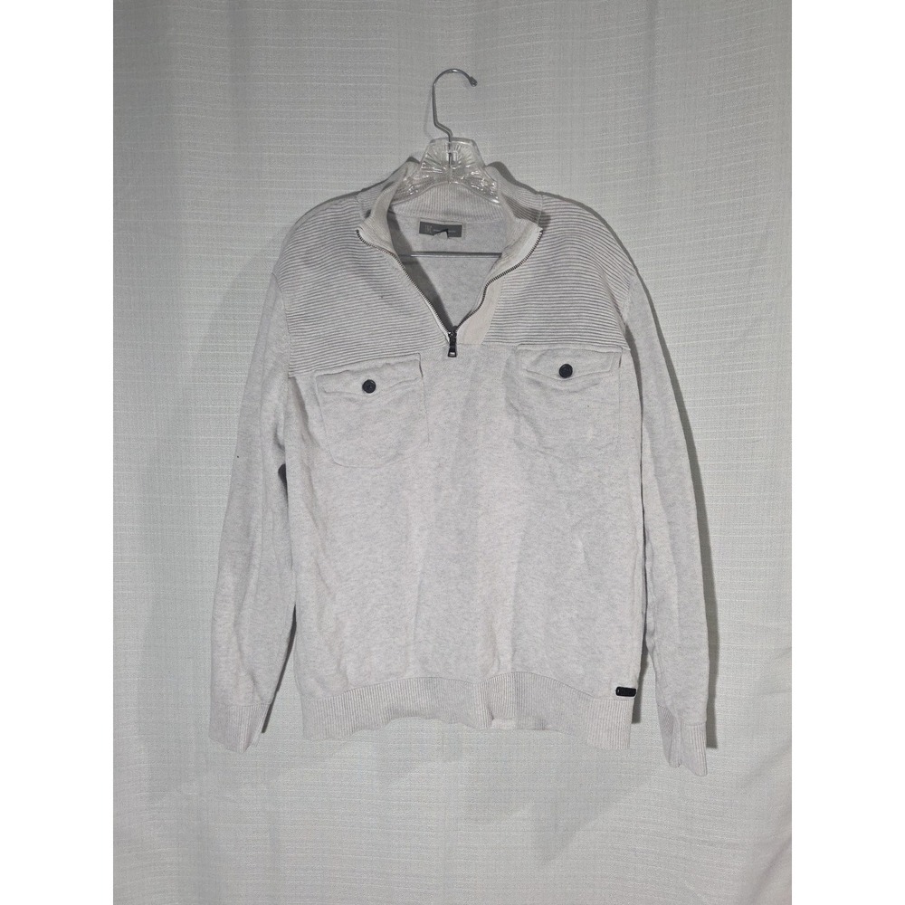 INC. Womens Size Xl Quarter Zip Sweatershirt Light Heather Grey